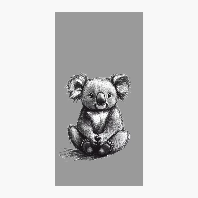 Adorable Koala Sketch: Fluffy Wildlife Portrait iPhone Case