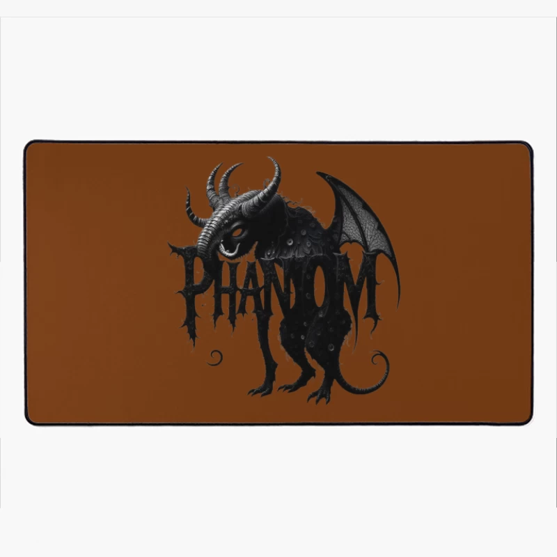 Gothic Phantom Beast with Horns and Wings Dark Art Illustration Desk Mat