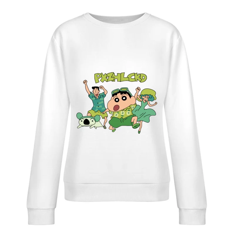 Anime-Charaktere in Sommerkleidung mit Hund Damen Pullover Sweatshirt