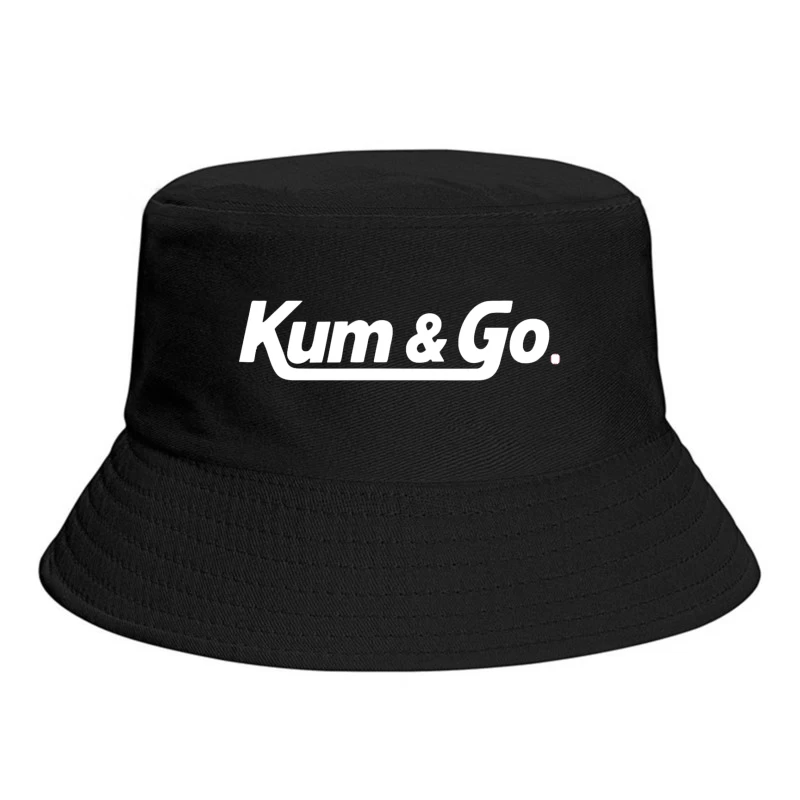 White Outlined Kum & Go Logo Design Bucket Hat