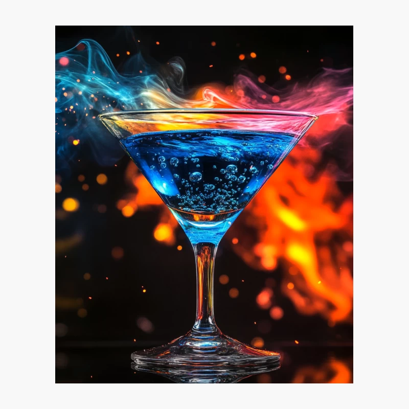 Vibrant Blue Cocktail with Colorful Smoke in Martini Glass Cotton Tote Bag