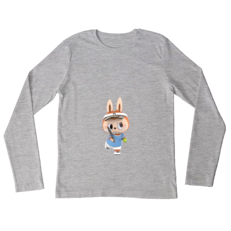 Niedliches Häschen im Tennisoutfit Damen Langarm T-Shirt