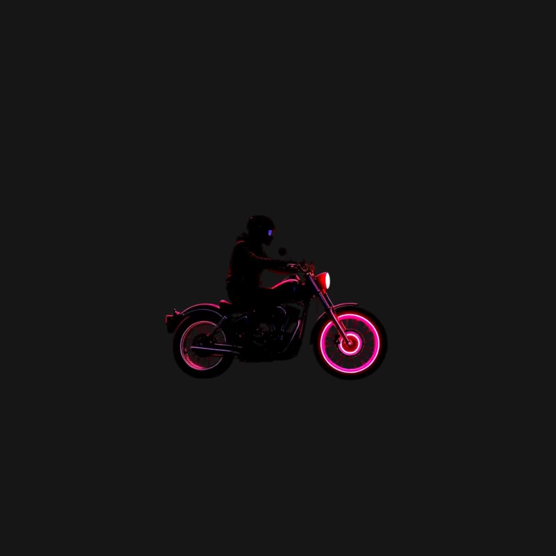 Silhouetted Motorcycle Rider with Neon Red Accents Desk Mat