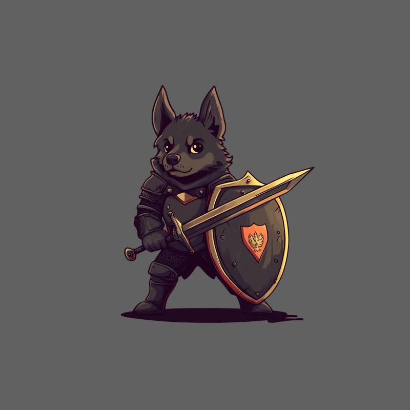 Cute Cartoon Dog Warrior with Sword and Shield Male Tank Top
