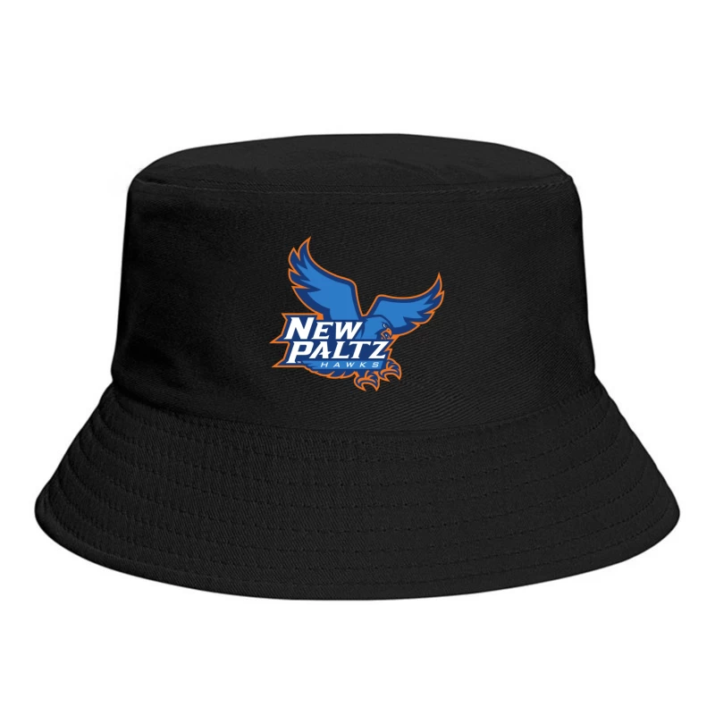 New Paltz Hawks Athletic Logo with Blue Hawk Mascot Bucket Hat