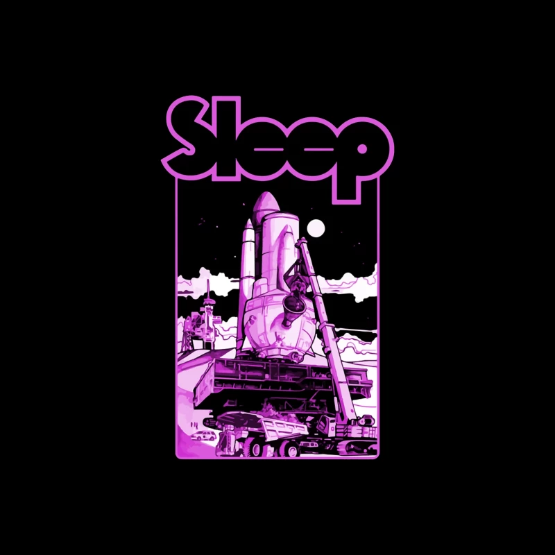 Sleep Band's Purple Rocket Industrial Space Art Throw Pillow