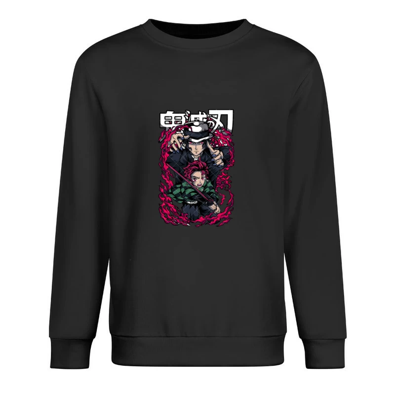 Kämpfer mit Schwert und dämonischer Hintergrund Herren Pullover Sweatshirt