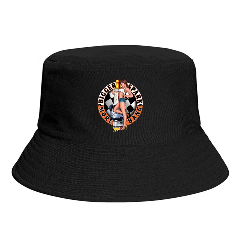 Retro Pin-Up Automotive Spark Plug Design Bucket Hat