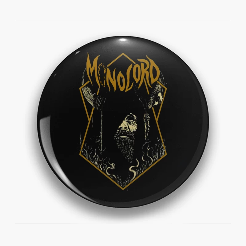 Minimalist Gold Gothic Logo with Bearded Figure Design Pin