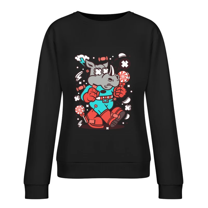 Rhino super-héros, sucettes et bonbons Femme Sweat-shirt à enfiler