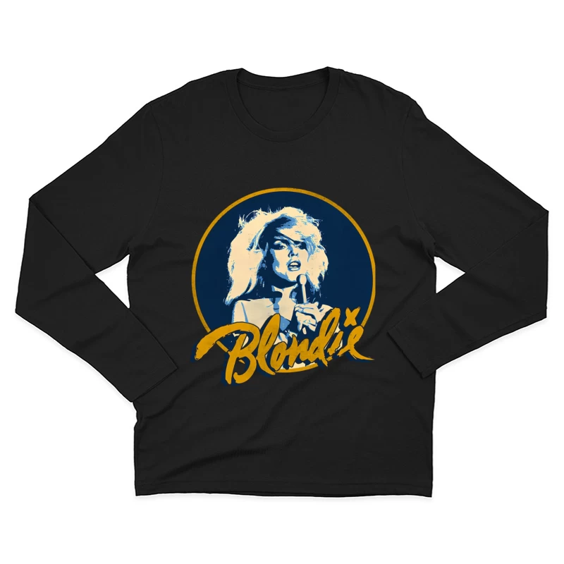 Vintage Blondie Band Logo with Blue and Gold Design Male Long Sleeve T-Shirt