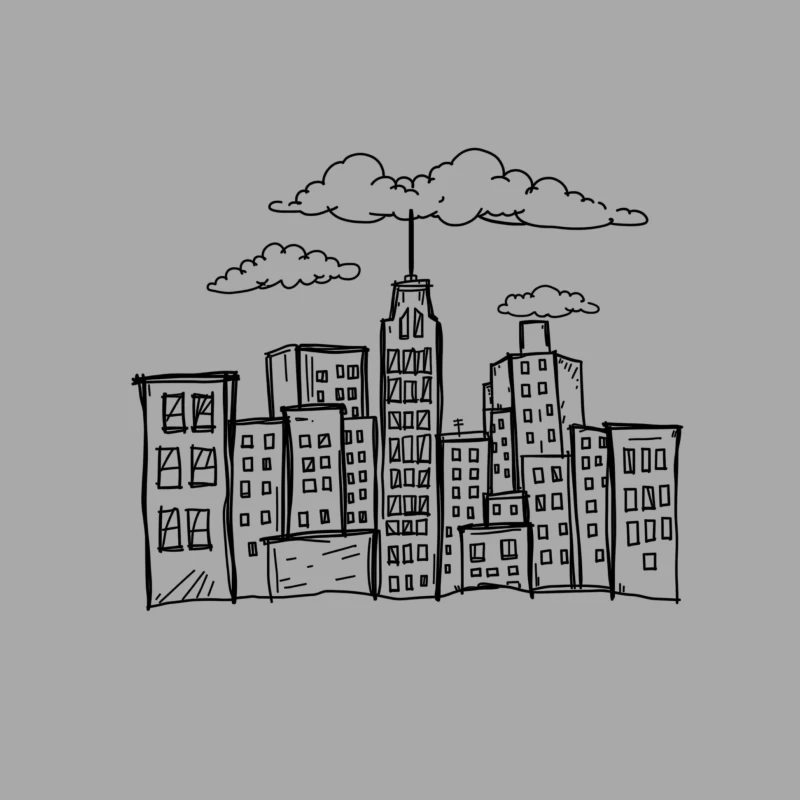 Artistic Doodle of a City Skyline Female Pullover Hoodie