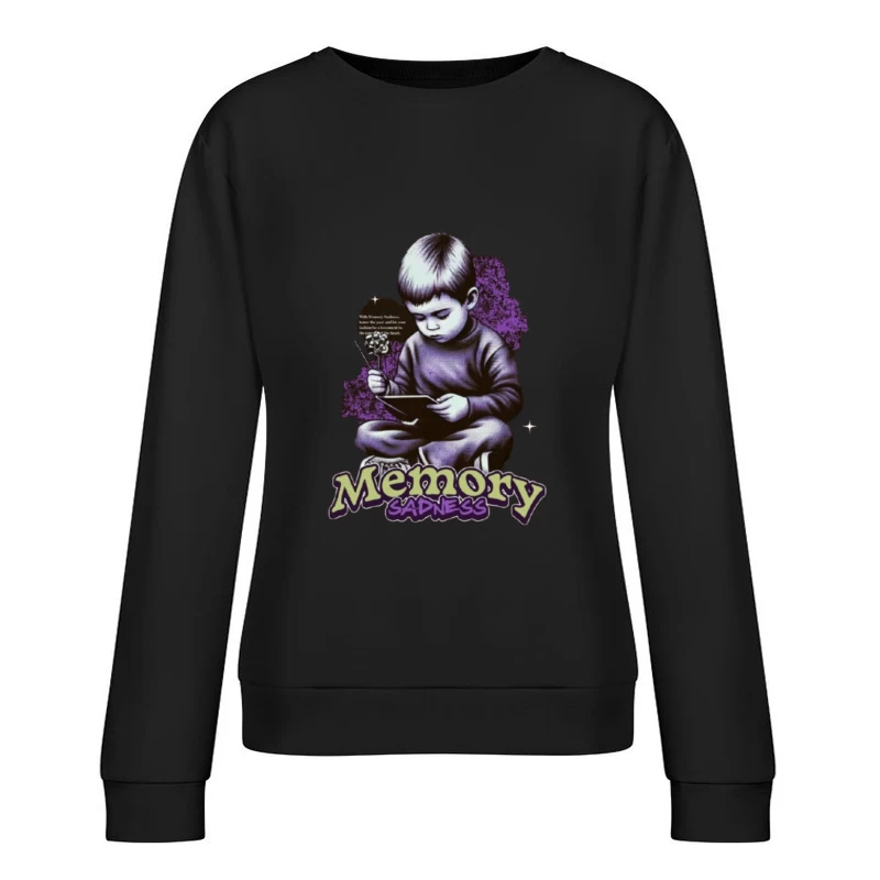 Nostalgic Memory and Sadness Artistic Illustration Female Pullover Sweatshirt