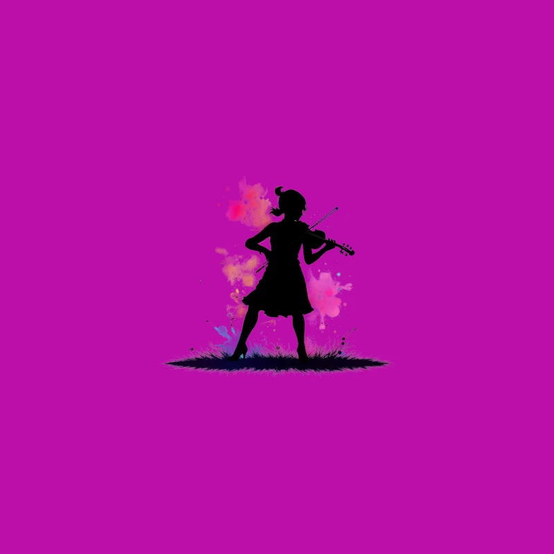 Colorful Silhouette of a Girl Playing Violin iPhone Case