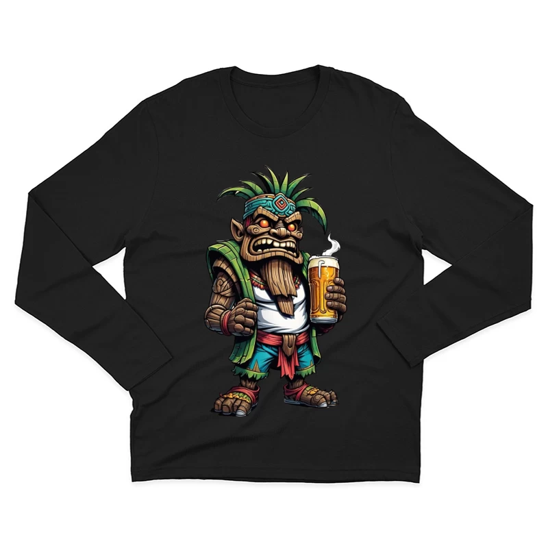 Angry Tribal Character with Beer Male Long Sleeve T-Shirt