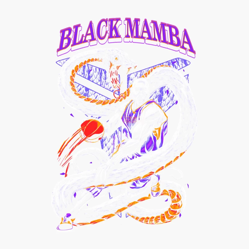Basketball Illustration of Black Mamba with Snake Cotton Tote Bag