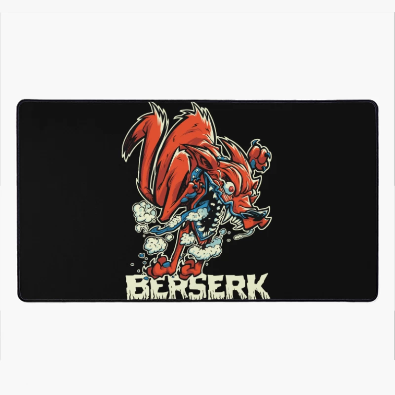 Aggressive Cartoon Wolf Berserk Art Desk Mat