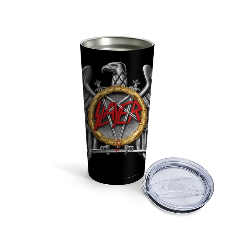 Slayer Metal Band Eagle Emblem with Crossed Swords Travel Mug