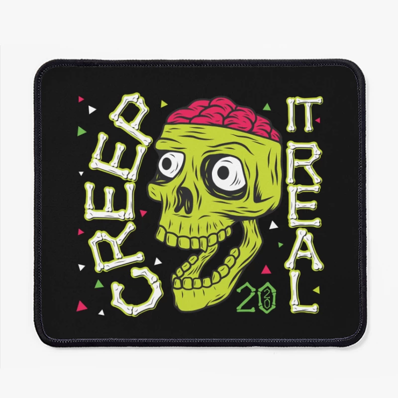 Colorful Zombie Skull Illustration Mouse Pad