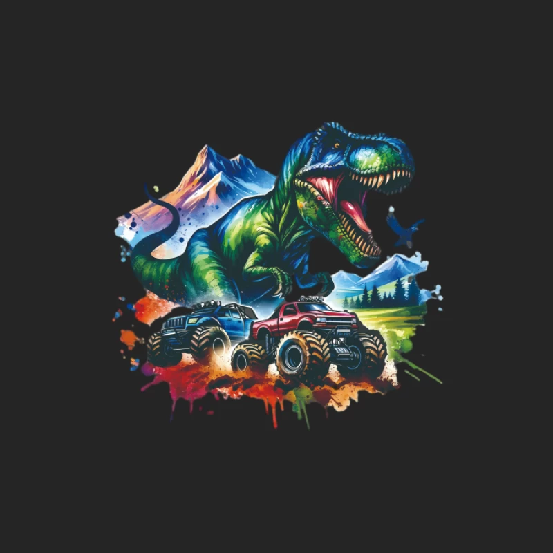 Dinosaurier und Monstertrucks Abenteuer Herren Pullover Sweatshirt