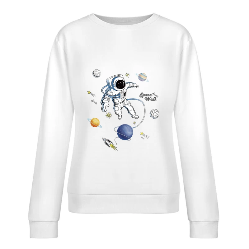 Astronaut im Weltraum mit Planeten und Sternen Damen Pullover Sweatshirt