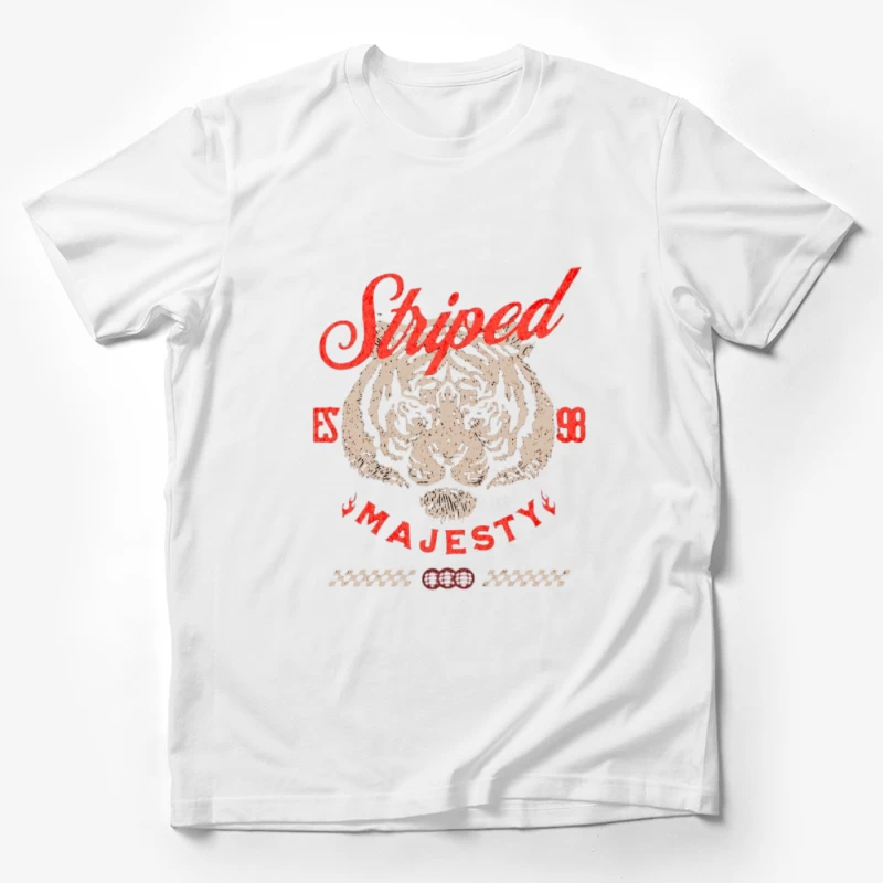 Tigre brodé avec inscription 'Striped Majesty' Homme T-Shirt