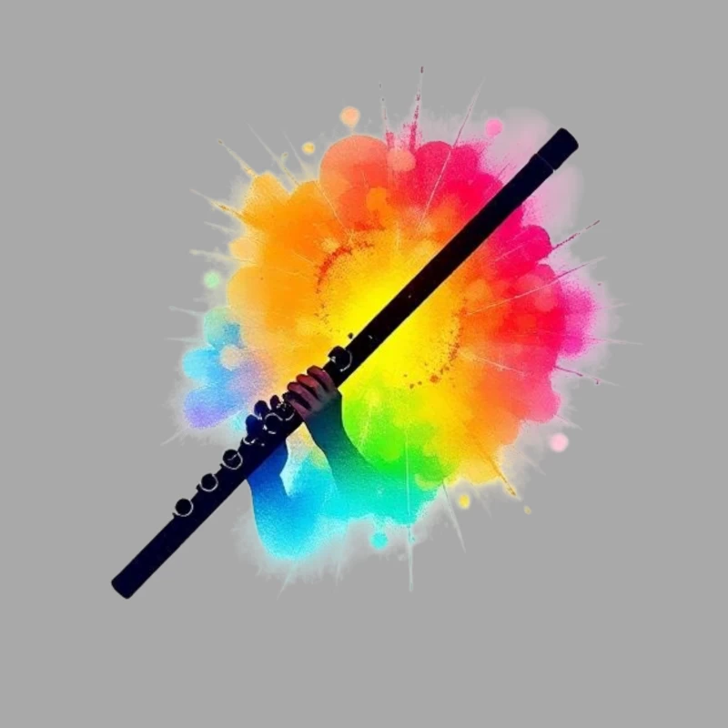 Rainbow Flute with Colorful Watercolor Splash Effect Female Pullover Hoodie