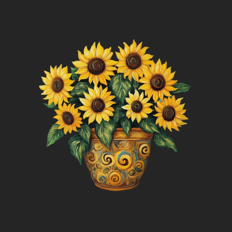 Vibrant Sunflower Bouquet in Decorative Swirl Vase Male Pullover Sweatshirt