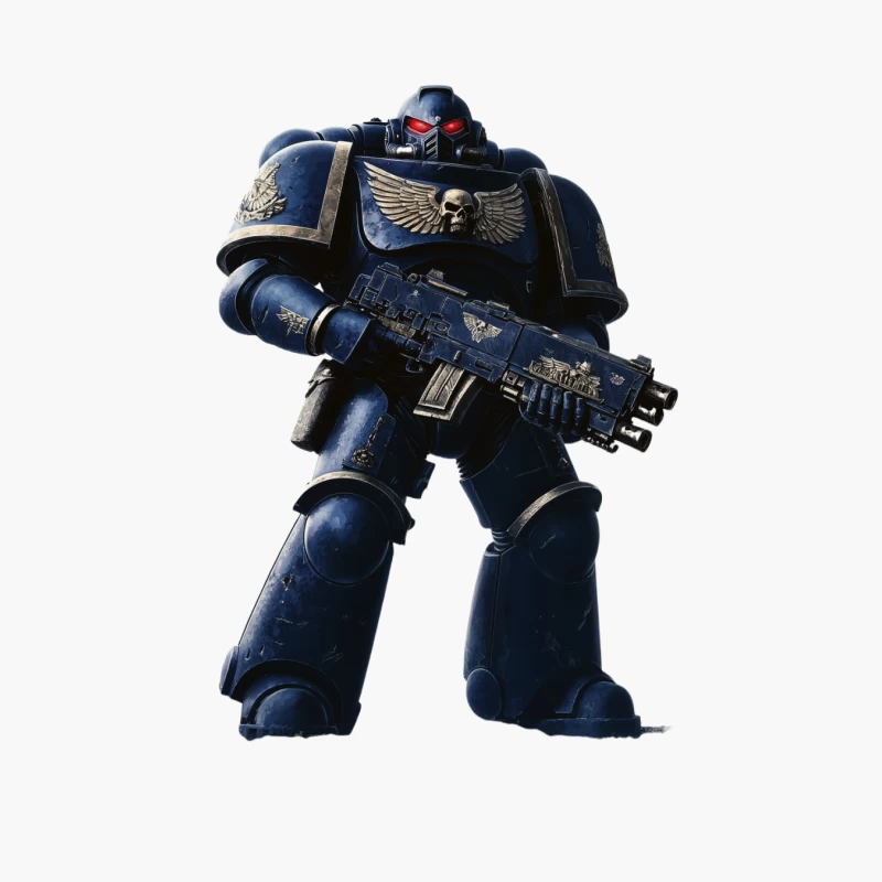 Warhammer 40k Space Marine: Armored Sci-Fi Warrior with Skull Emblem Cotton Tote Bag