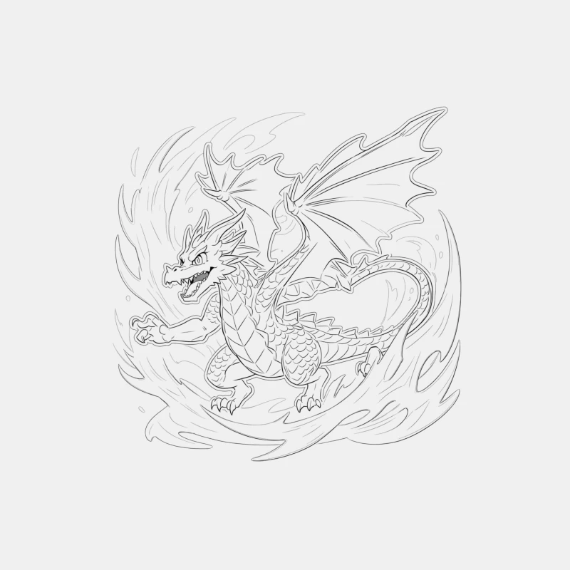 Fiery Dragon Illustration Male Tank Top