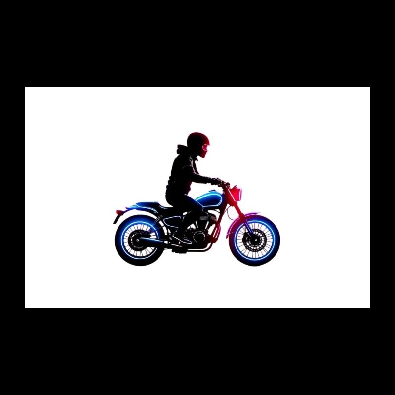 Neon-Lit Motorcycle Rider Silhouette Travel Mug