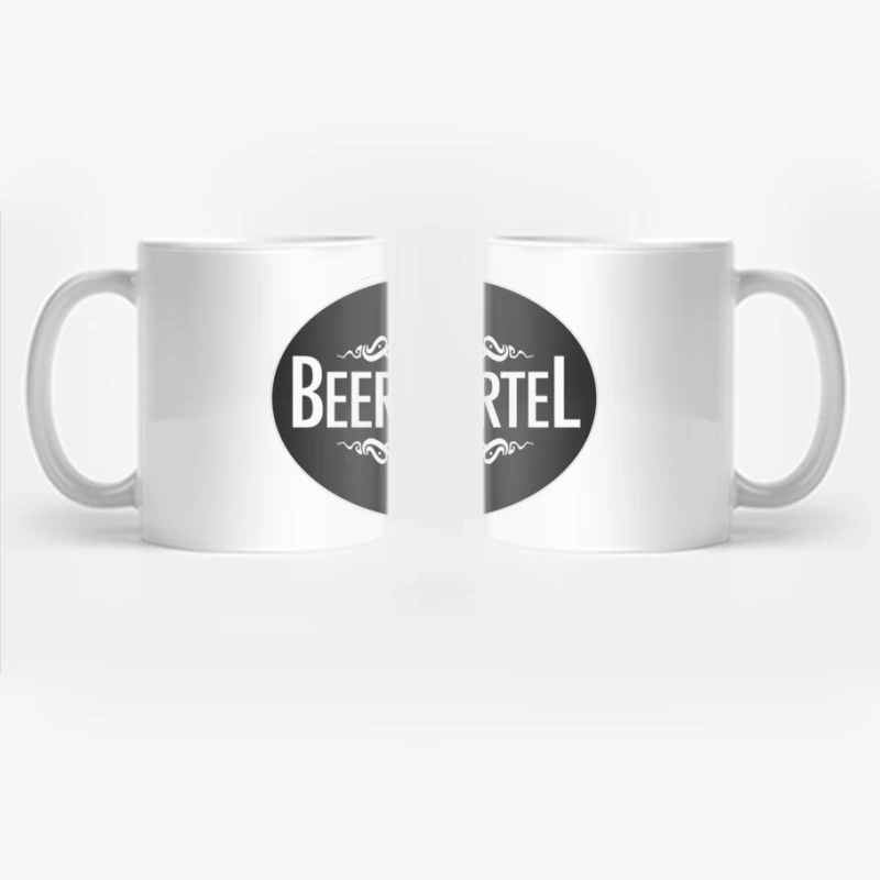 Elegant Black and White Beer Cartel Logo with Ornamental Frame Coffee Mug