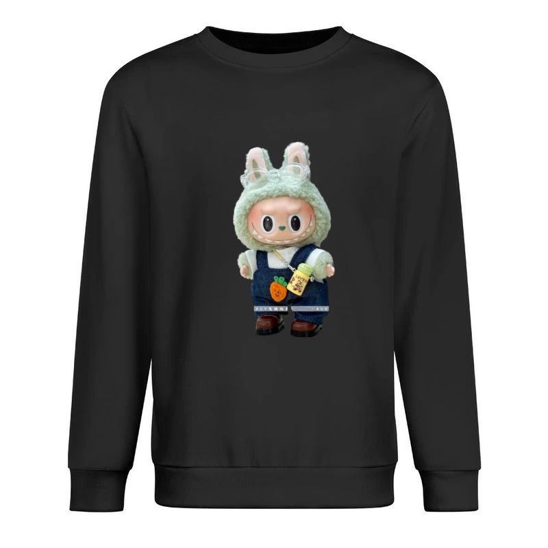 Niedliche Puppe mit Hasenohren und Overalls Herren Pullover Sweatshirt