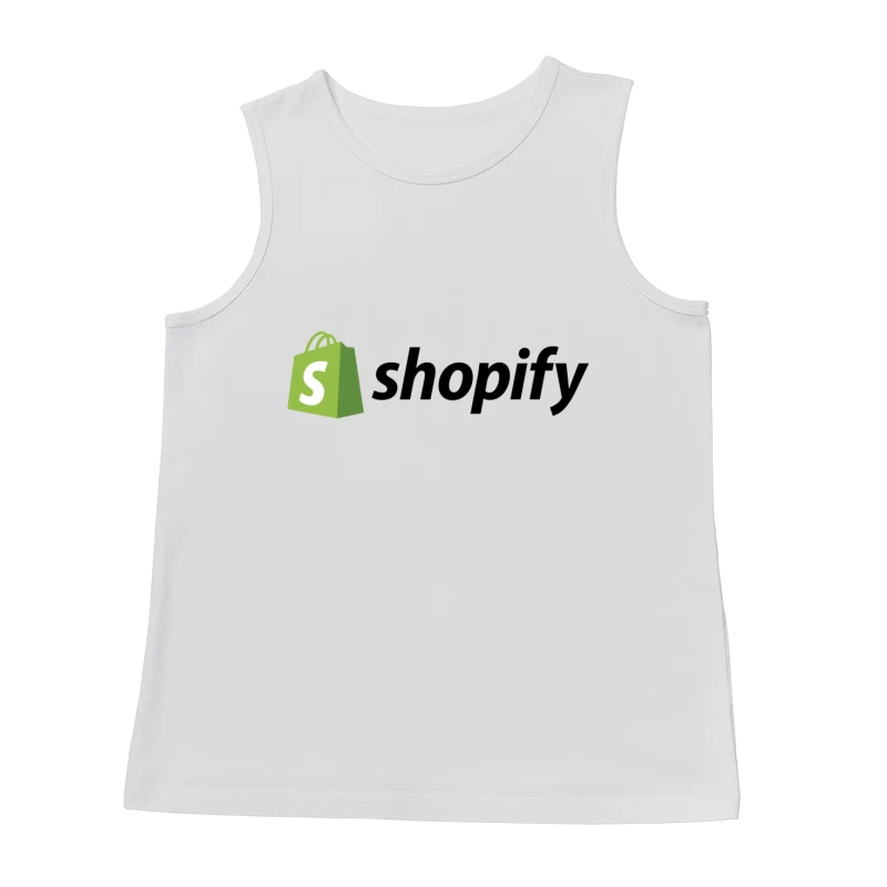 Shopify E-commerce Platform Logo with Green Shopping Bag Icon Male Tank Top