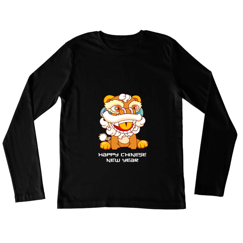 Fröhliches Neujahr mit Löwentanz Damen Langarm T-Shirt