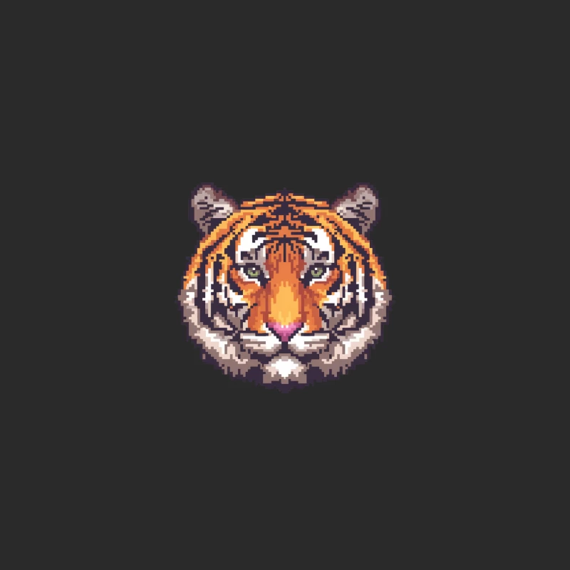 Pixelated Tiger Portrait: Retro Gaming-Inspired Digital Wildlife Art Baseball Cap