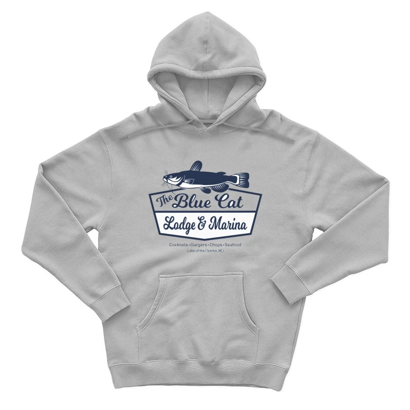 Blue Cat Lodge & Marina Restaurant Logo at Lake of the Ozarks Male Pullover Hoodie