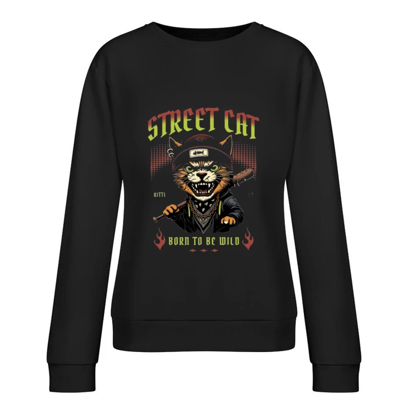 Chat des Rues Sauvage avec Batte Femme Sweat-shirt à enfiler