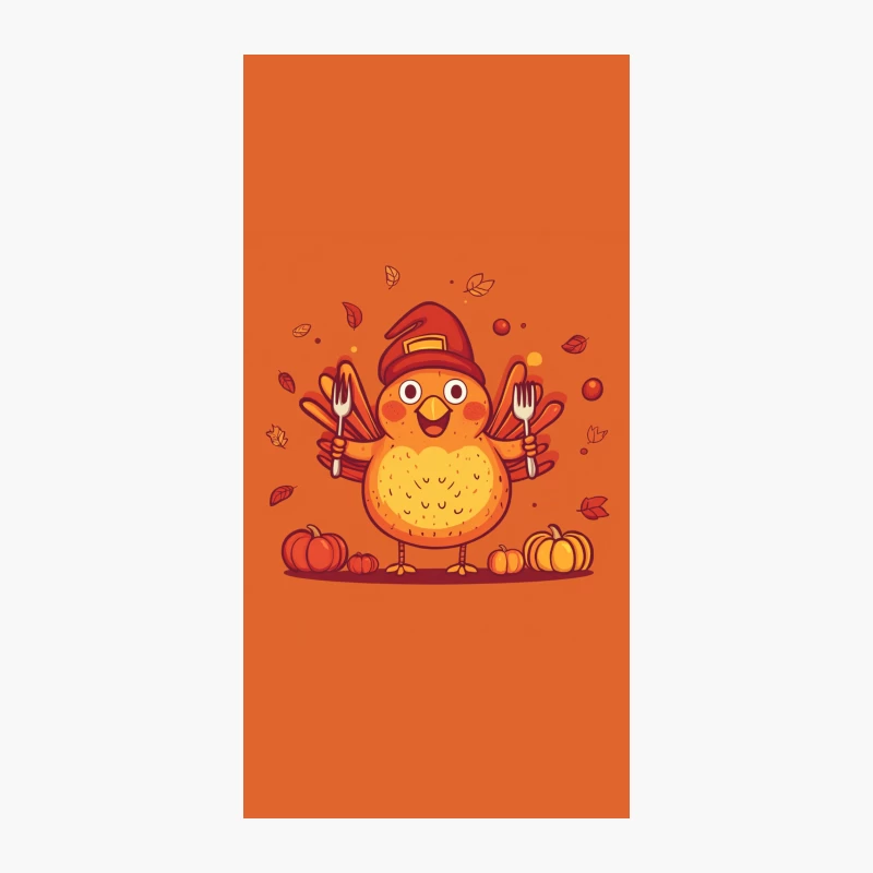 Cute Cartoon Turkey Ready for Thanksgiving Feast iPhone Case