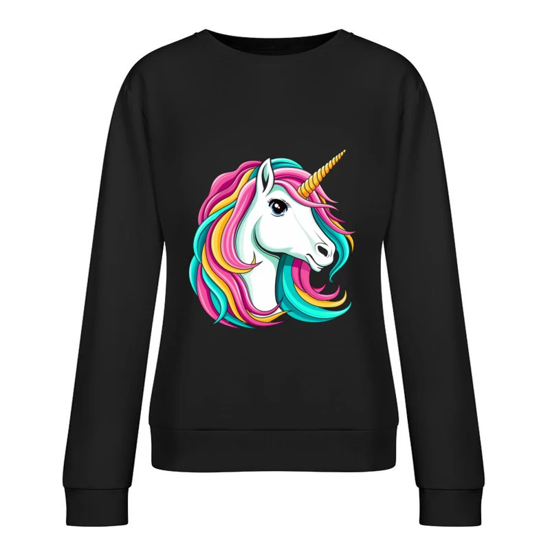 Farbenfrohes Einhornporträt Damen Pullover Sweatshirt