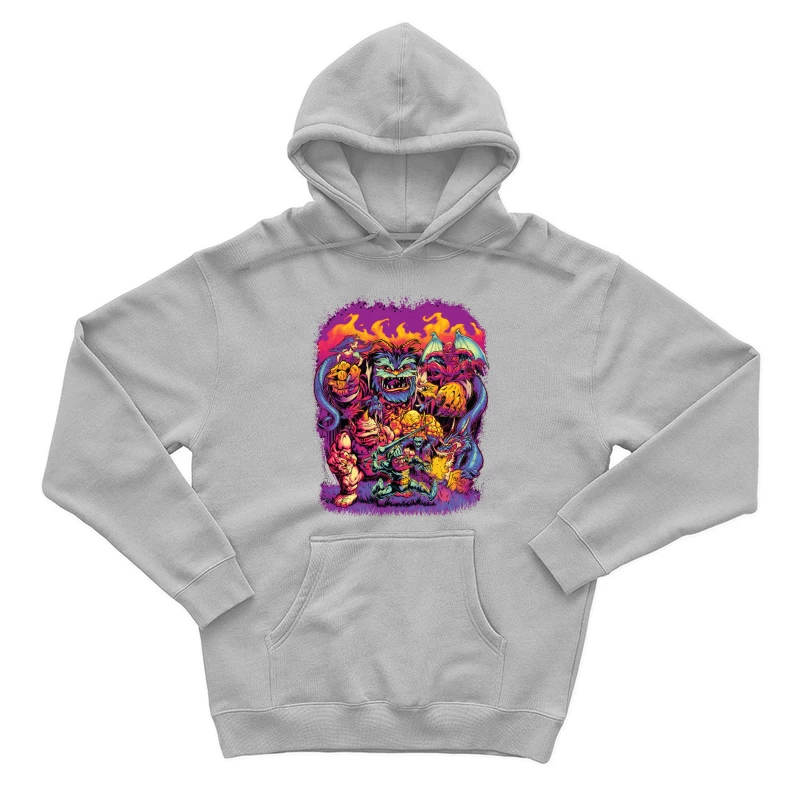 Epic Fantasy Battle with Colorful Monsters Male Pullover Hoodie