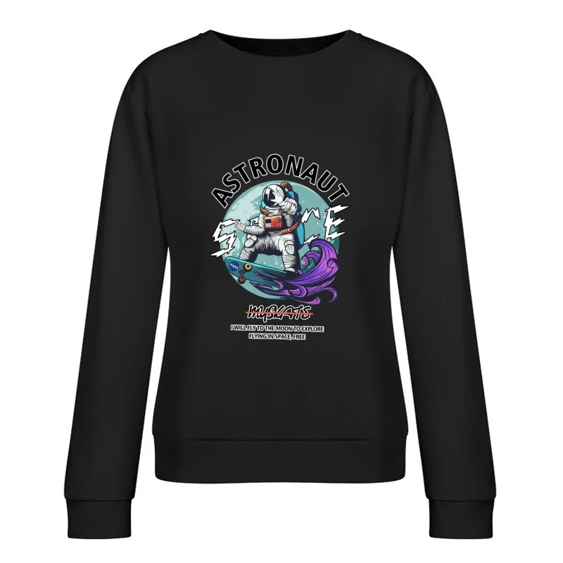 Astronaut auf Skateboard im Weltraum Damen Pullover Sweatshirt