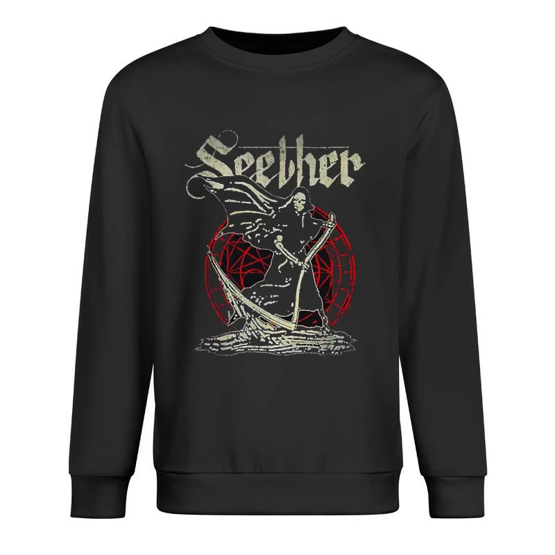 Gothic Skeleton Band Art - Seether Rock Metal Design Male Pullover Sweatshirt