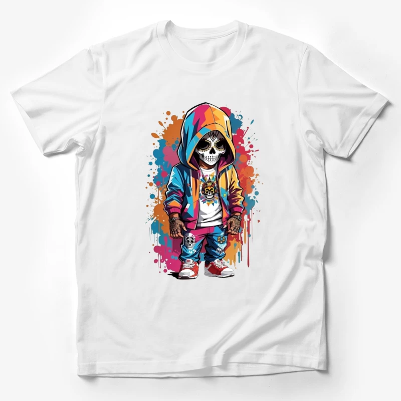 Colorful Skeleton Character in Streetwear Male T-Shirt