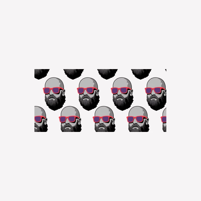 Repetitive Pattern of Bald Bearded Men in Pink Sunglasses Female T-Shirt
