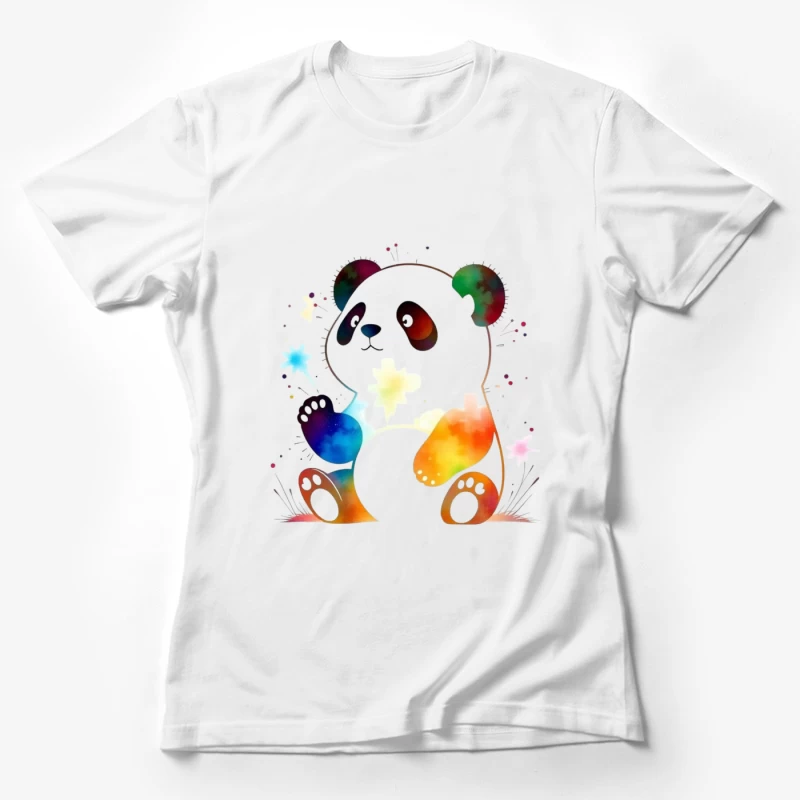 Colorful Watercolor Panda Bear Illustration Female T-Shirt