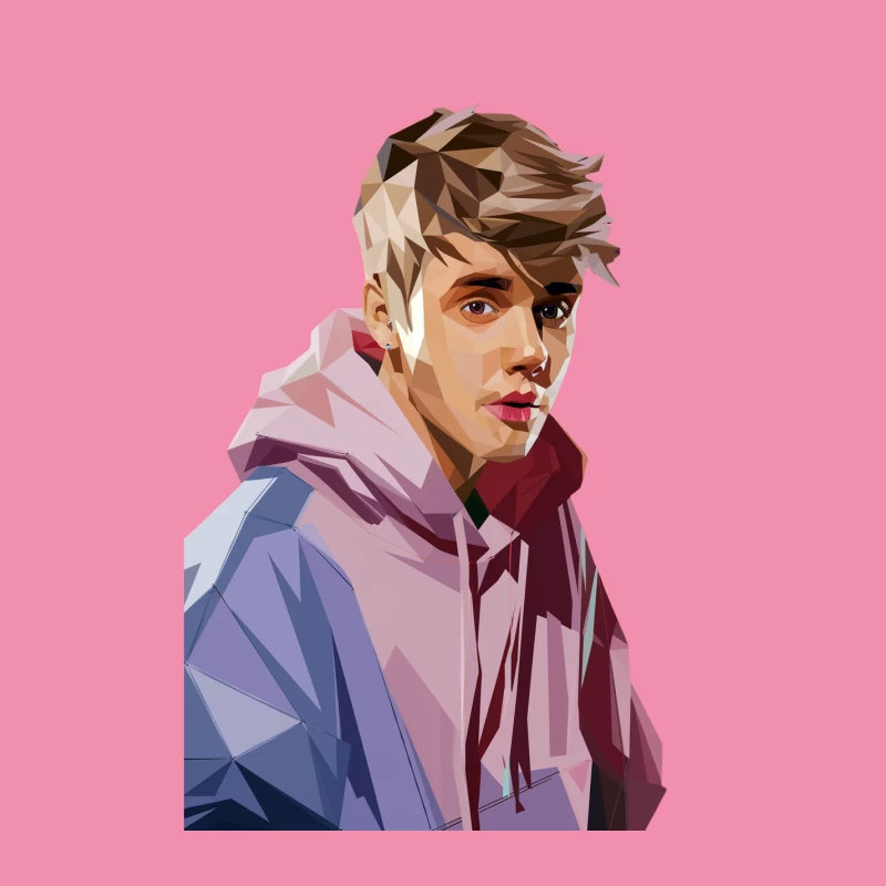 Geometric Portrait of Young Man in Hoodie Female T-Shirt