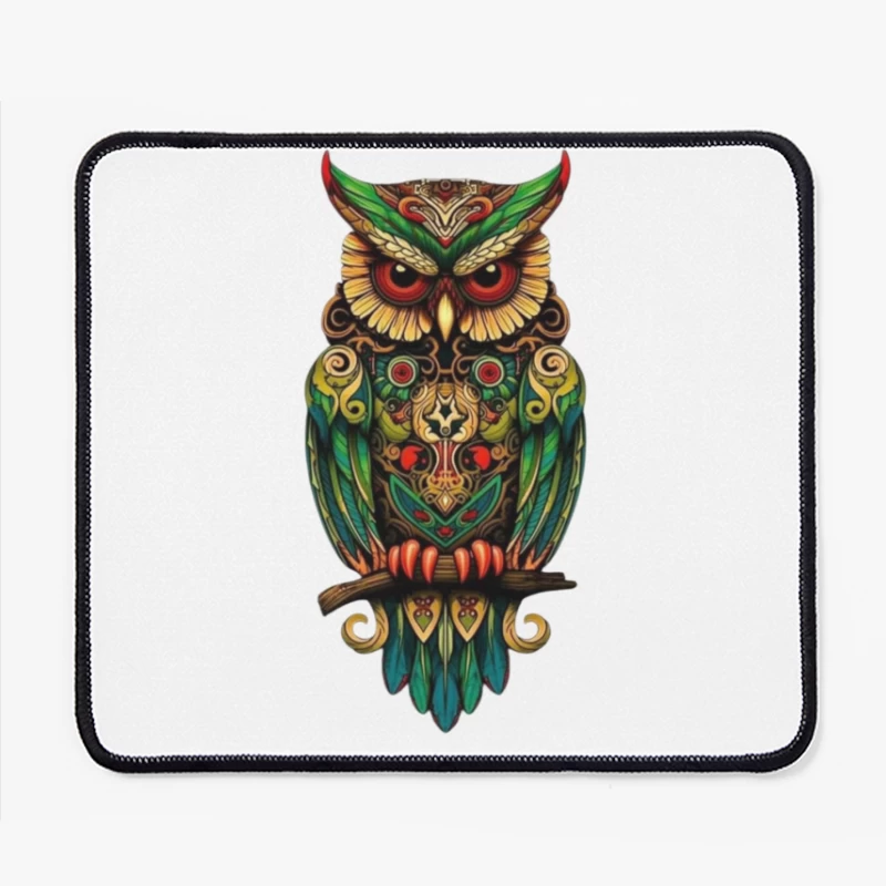 Colorful Owl Art Mouse Pad