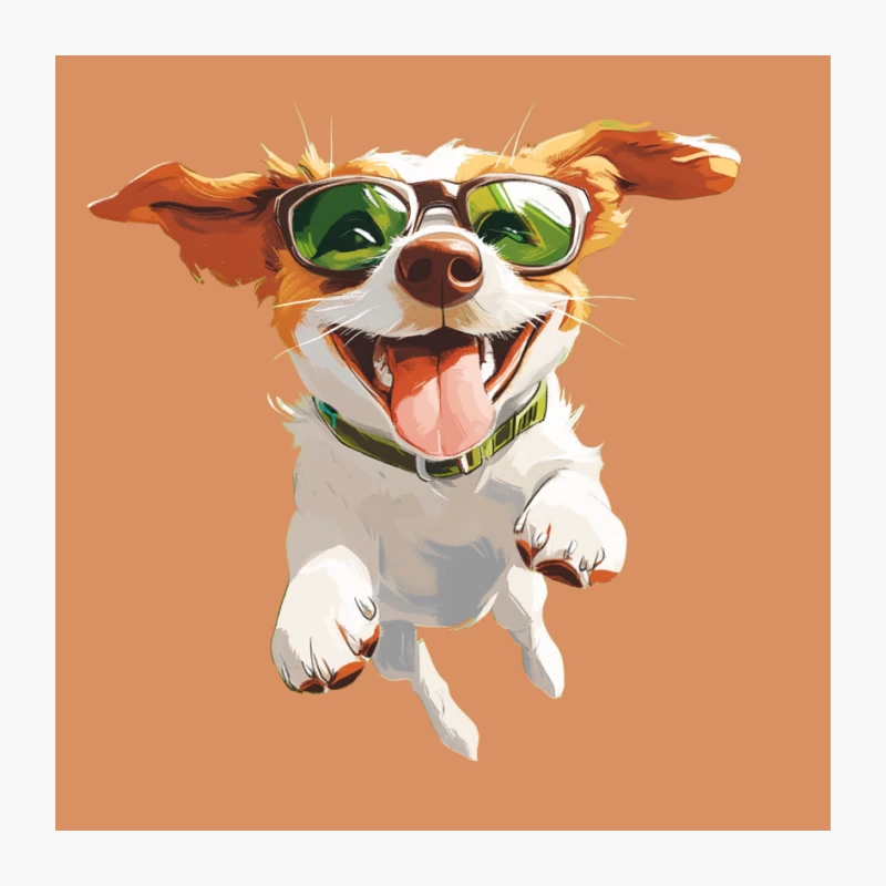 Cheerful Cartoon Dog Jumping with Sunglasses Pin