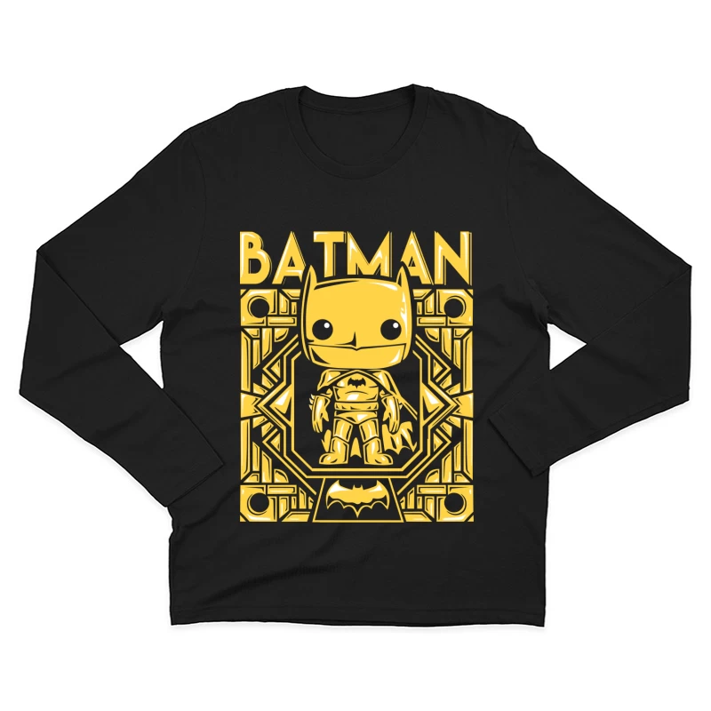 Funko Pop Batman Character Design in Yellow Male Long Sleeve T-Shirt